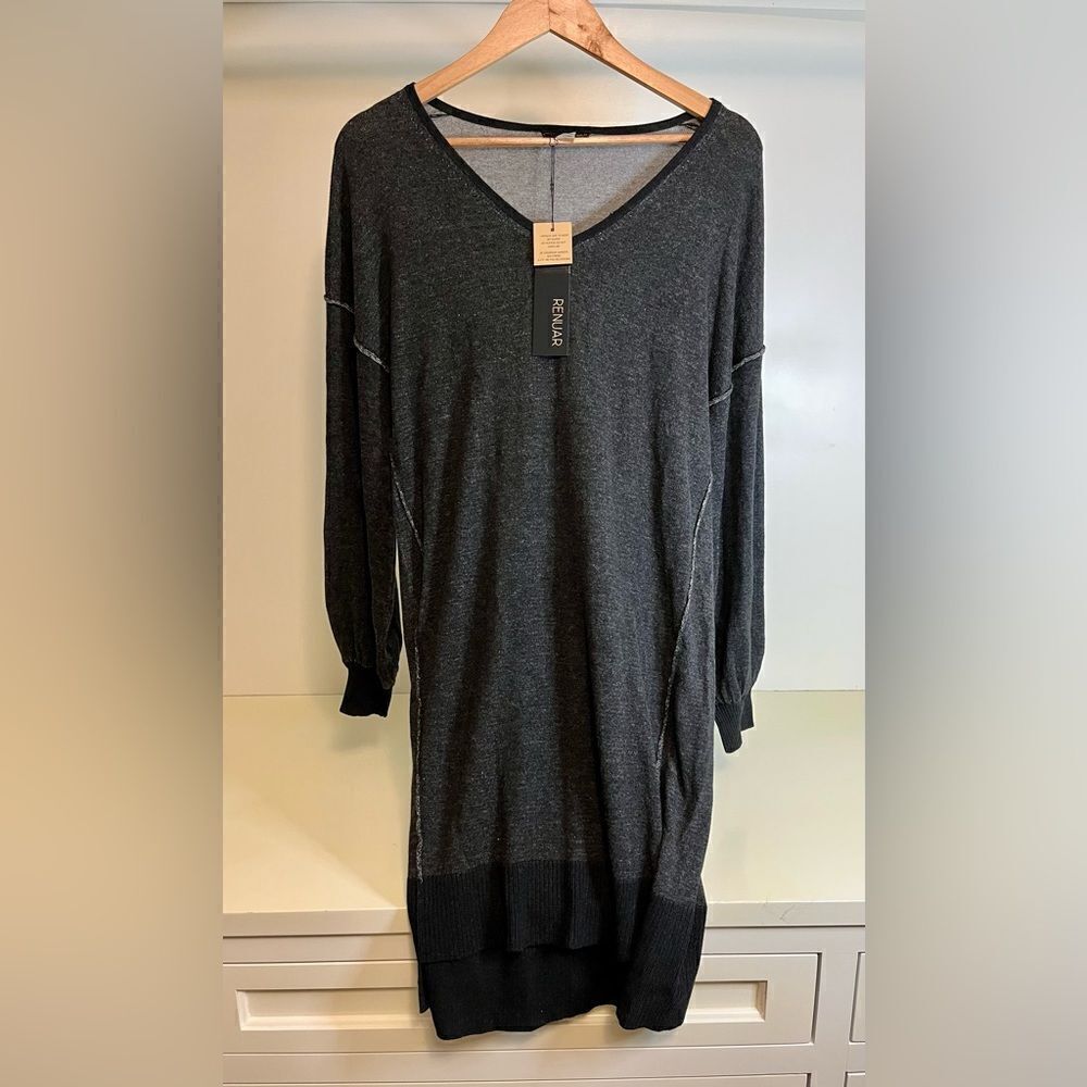 NWT- Renuar Oversized Lightweight Grey Sweater Dress- size Medium